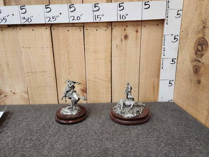 2 Michael Boyett Pewter Sculptures: 3.12 " The Outrider " & "The Standoff " One money buys the pair