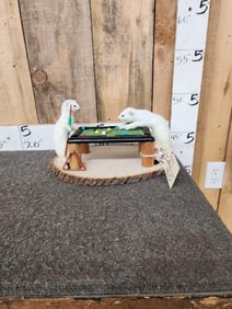 2 Ermine Playing Pool Full Body Taxidermy Mount