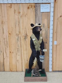 Black Bear Going Fishing Full Body Taxidermy Mount