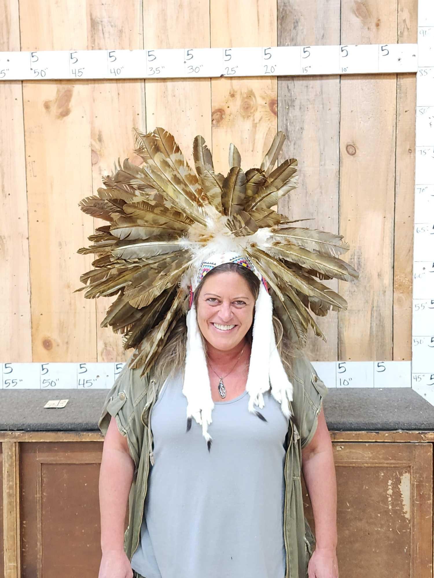 Native American Made Mandan Dog Soldiers Head Dress (1 of 5)