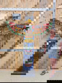 Big Hand Carved Wooden Totem Pole