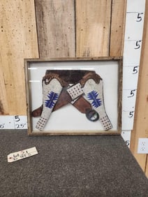 Awesome Vintage Seed Beaded Gun Belt & Holsters Native American Artifact