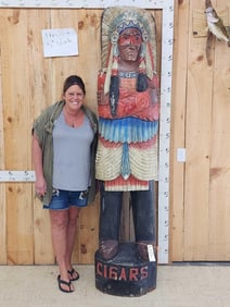Larger Than Life Hand Carved Wooden Cigar Store Indian