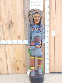 Hand Carved Wooden Cigar Store Indian