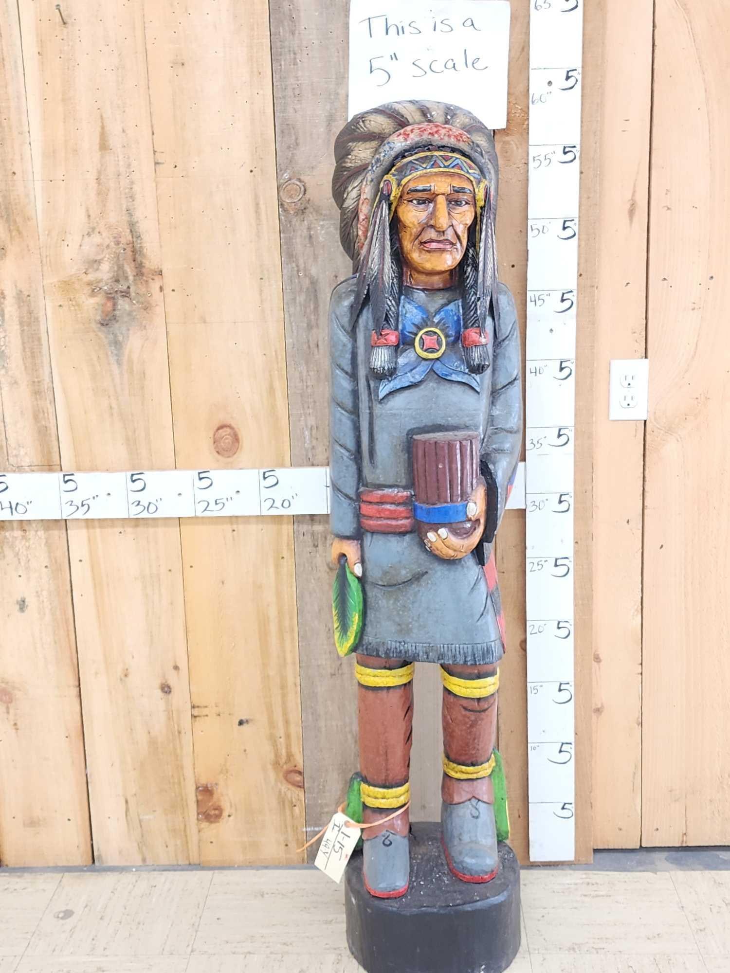 Hand Carved Wooden Cigar Store Indian (1 of 6)