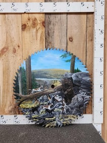 Oil Painting On Vintage Sawmill Blade
