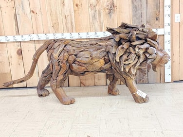 Spectacular African Lion Driftwood Sculpture