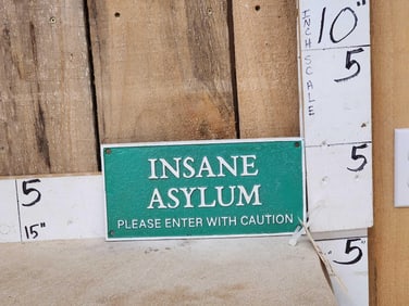 Cast Iron Insane Asylum Sign