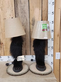 Pair Of Black Bear Leg Lamps Taxidermy