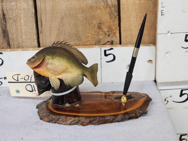Bluegill Desktop Pen Holder Real Skin Fish Taxidermy