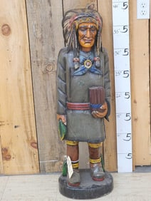Hand Carved Wooden Cigar Store Indian