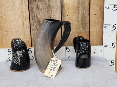 Bull Horn Pitcher & Cup Set