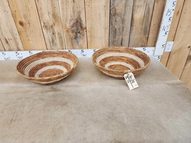 Pair Of 17" Hand Woven Baskets