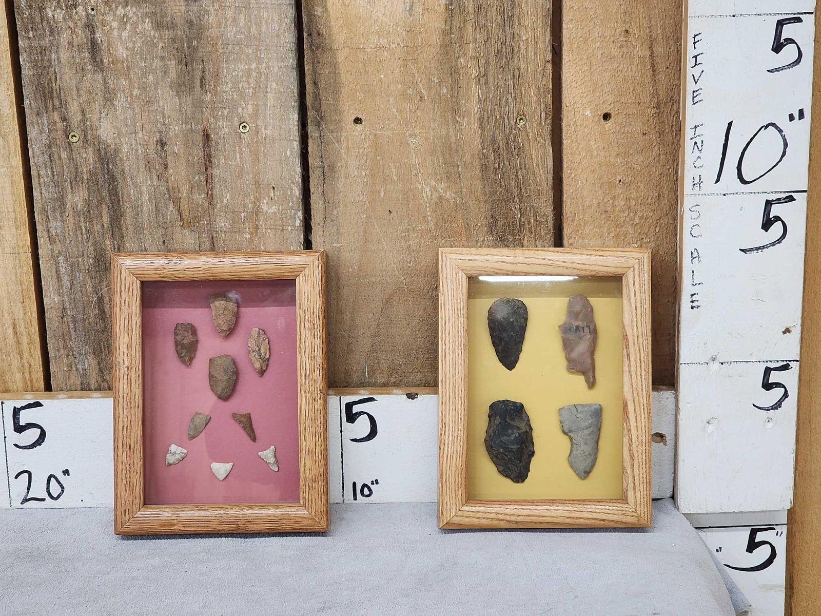 2 Frames Of Arrowheads & Stone Tools Native American Artifact (1 of 3)