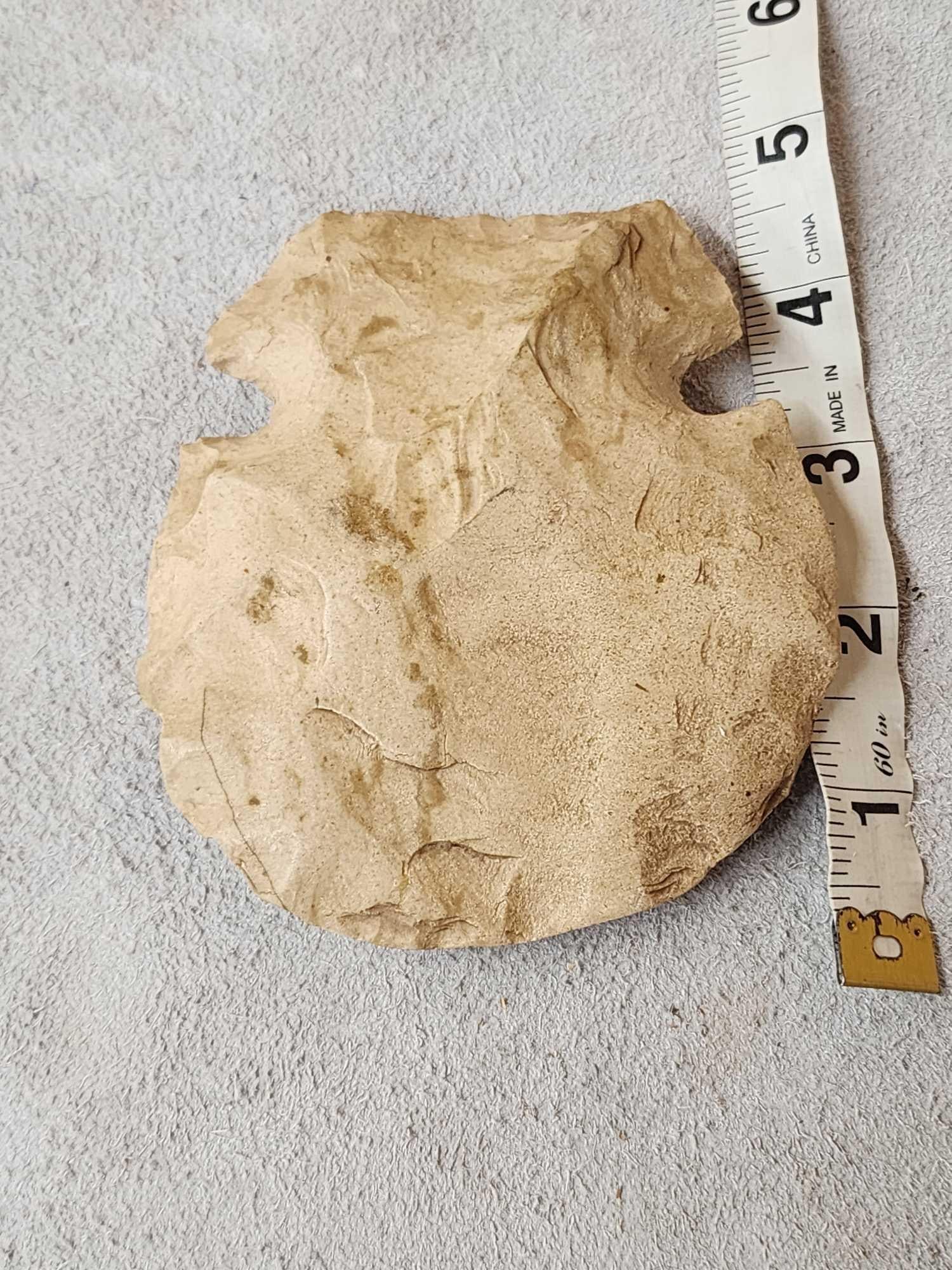 Missouri Style Notched Hoe Native American Artifact: 81.4 Burlington Chert Nice polish