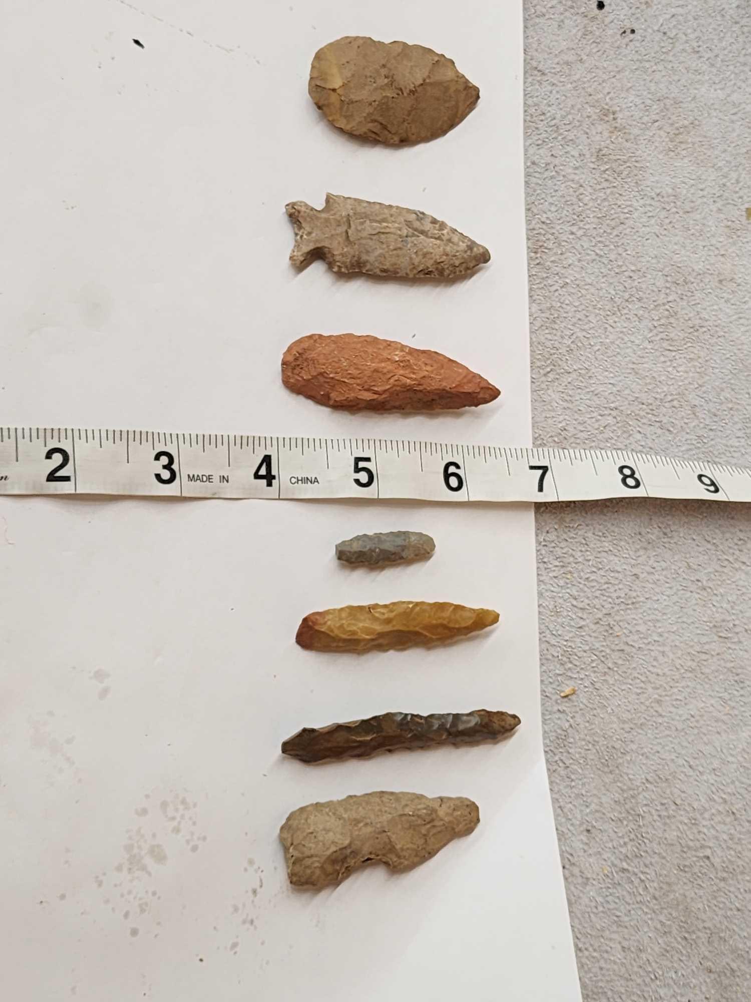 Collection Of 7 Arrowheads Points & Drills Native American Artifacts (1 of 6)