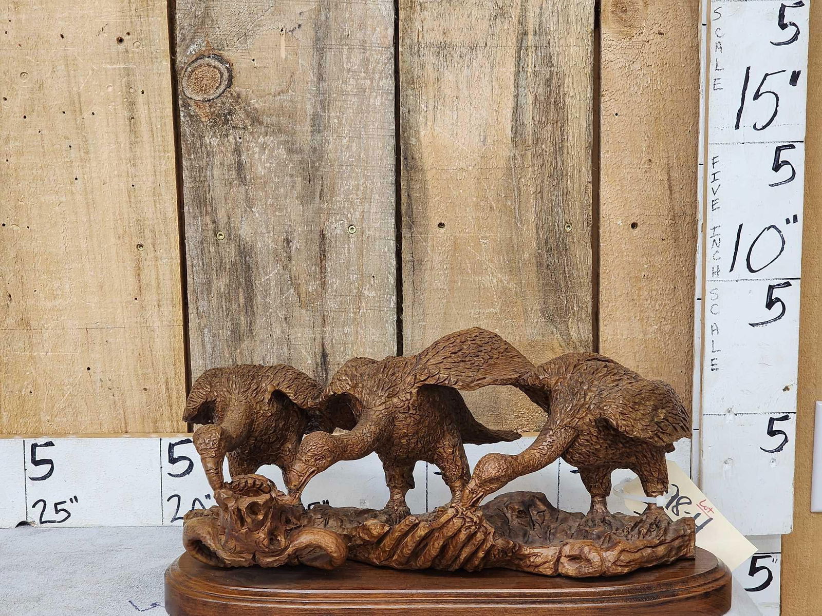 3 African Vultures On Cape Buffalo Hand Carved Wooden Sculpture (1 of 11)