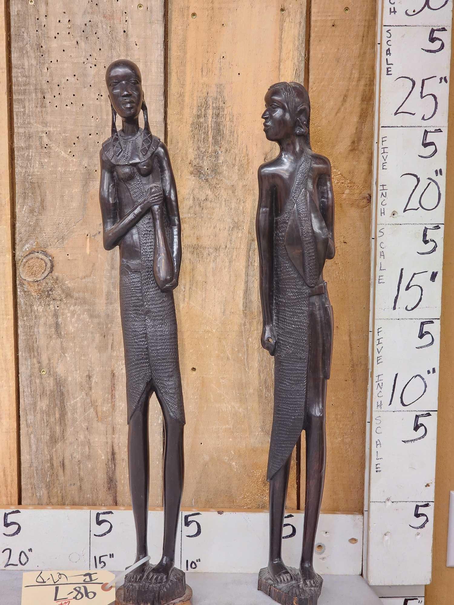 African Hand Carved Tribal Statutes Man & Woman (1 of 8)