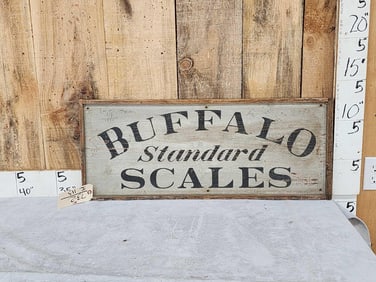 Vintage Buffalo Standard Scales Wooden Advertising Sign