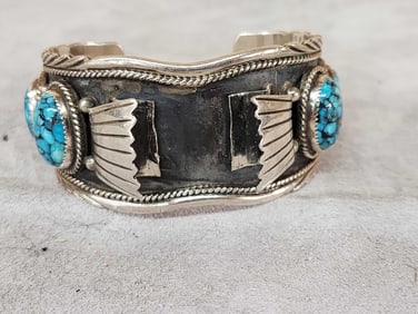 Native American Style Sterling Silver Watch Holder Bracelet Cuff