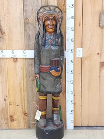 Hand Carved Wooden Cigar Store Indian