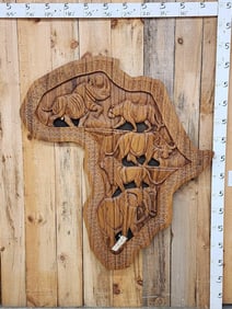 Authentic African Relief Carving Featuring Africa's Big 5
