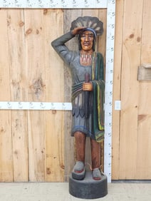 Hand Carved Wooden Cigar Store Indian