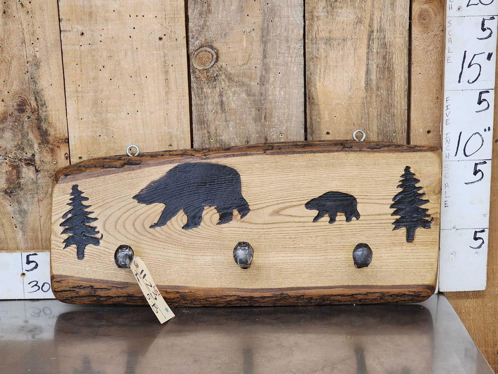 Rustic Live Edge Wood Coat Hook: 11.23 Great look with rail road spikes for hangers