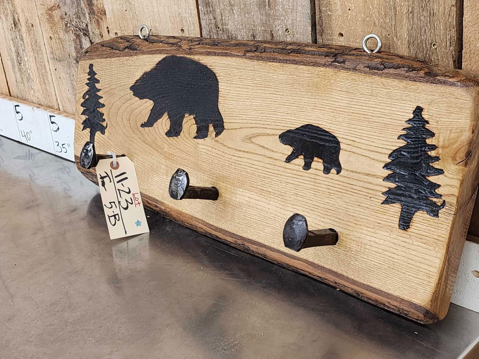 Rustic Live Edge Wood Coat Hook - 3