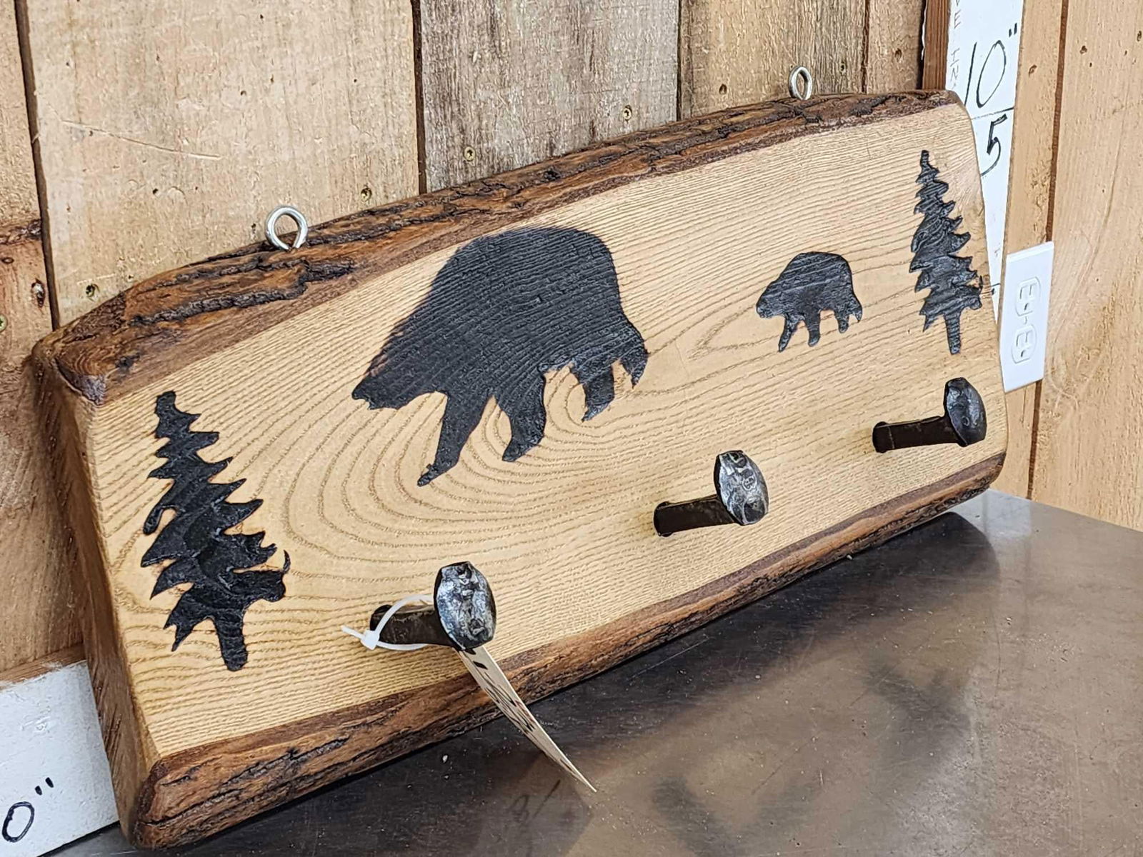 Rustic Live Edge Wood Coat Hook - 4