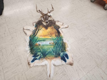 Whitetail Deer Painted Rug Taxidermy
