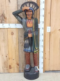 Hand Carved Wooden Cigar Store Indian