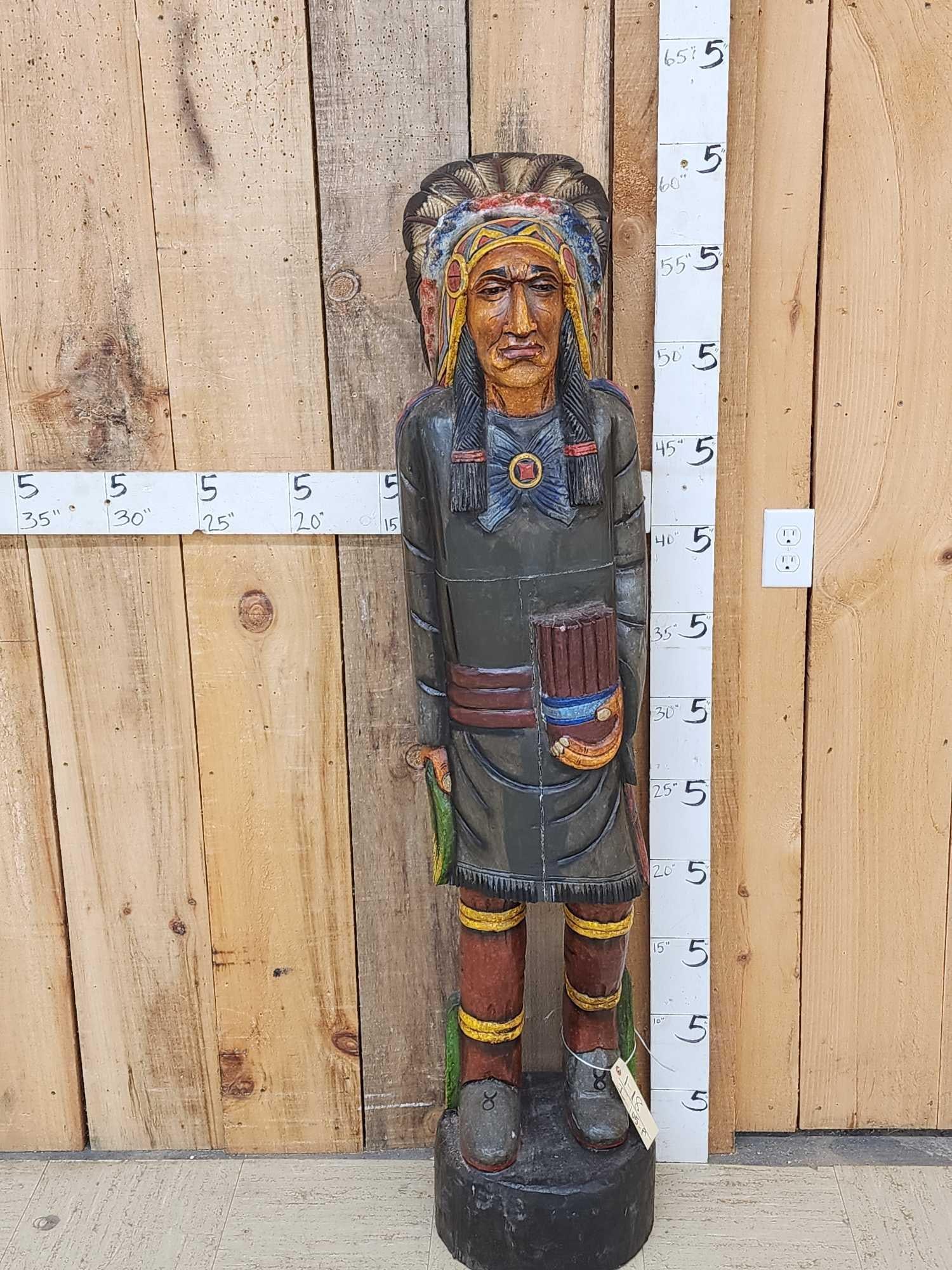 Hand Carved Wooden Cigar Store Indian (1 of 2)