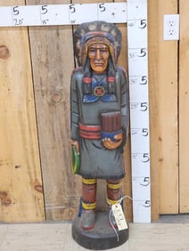 Hand Carved Wooden Cigar Store Indian