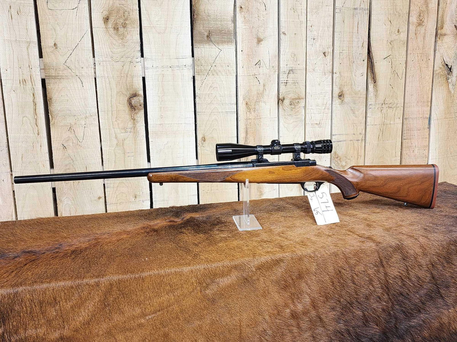 Ruger Model M77 .243 win Bolt Action Rifle: 57.4 PRETTY gun 34" Bull barrel Shiny bore good rifling overall great finish with minor normal handling marks with scope SN 75-53680