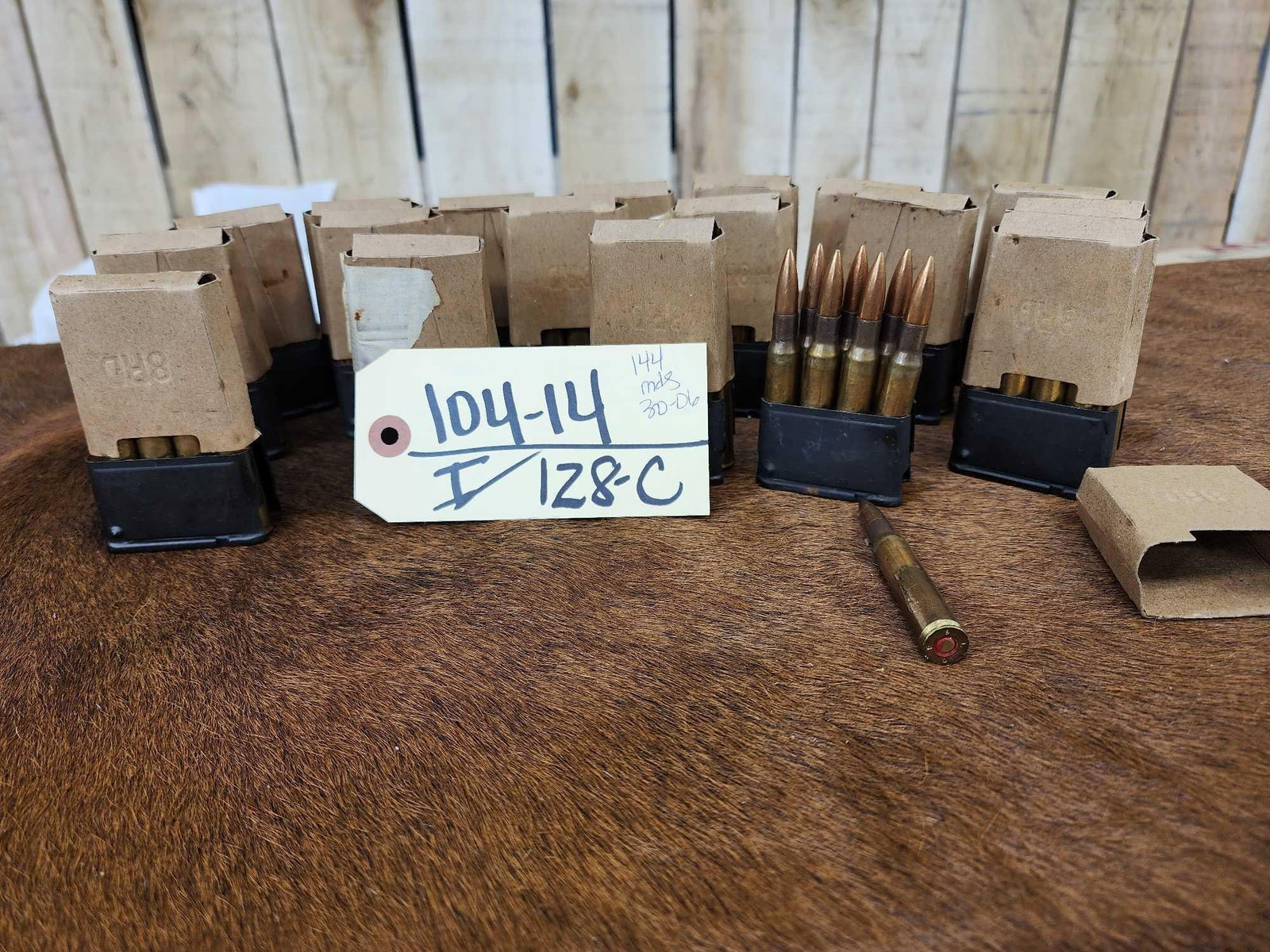 144 Rounds Of Military 30-06 Ammunition: 104.14 In 8 round clips
