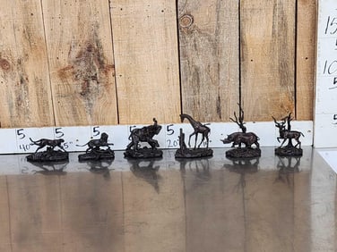 Set Of 6 Signed Pollani Miniature Bronze Sculptures