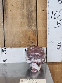 Hand Carved Human Skull In Strawberry Jasper Stone