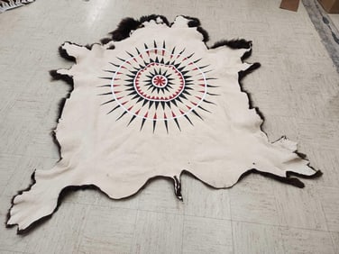 American Bison Buffalo Soft Tanned Robe With Painting Taxidermy