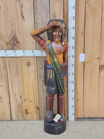 Hand Carved Wooden Cigar Store Indian