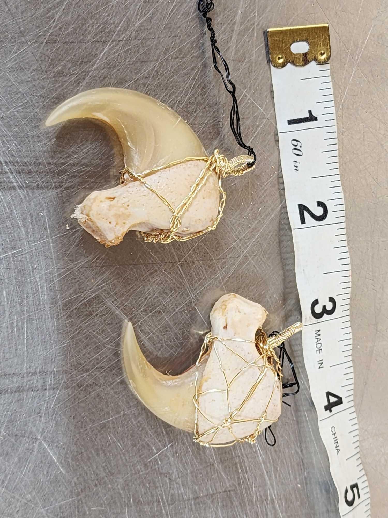 2 Mountain Lion Cougar Wire Wrapped Necklace Pendants: 50.83 Attractive pieces one money buys the pair!