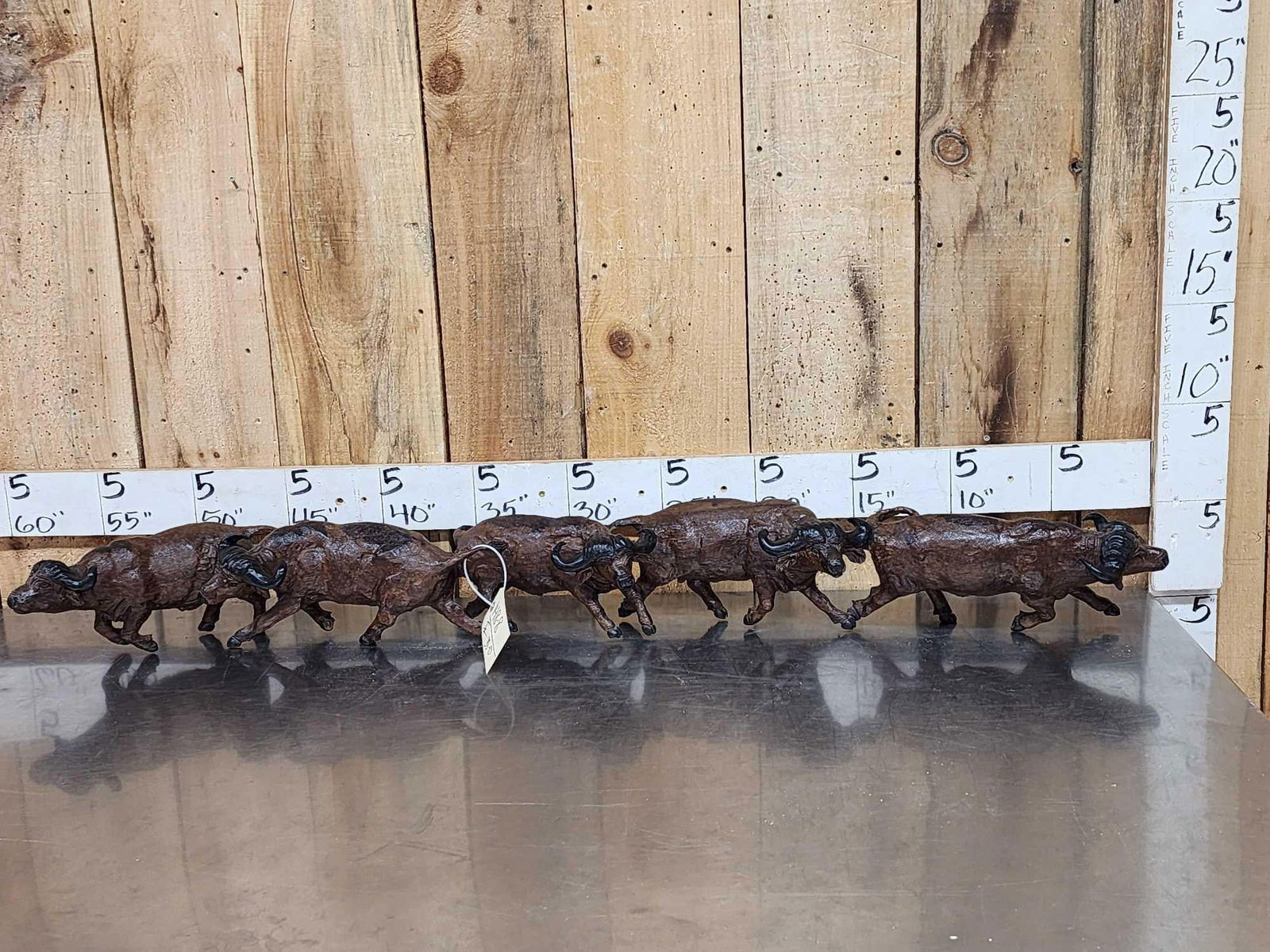 Authentic African Hand Carved 5 Cape Buffalo: 148.8 Awesome piece great detail heavy piece probably Ironwood brought home from Safari