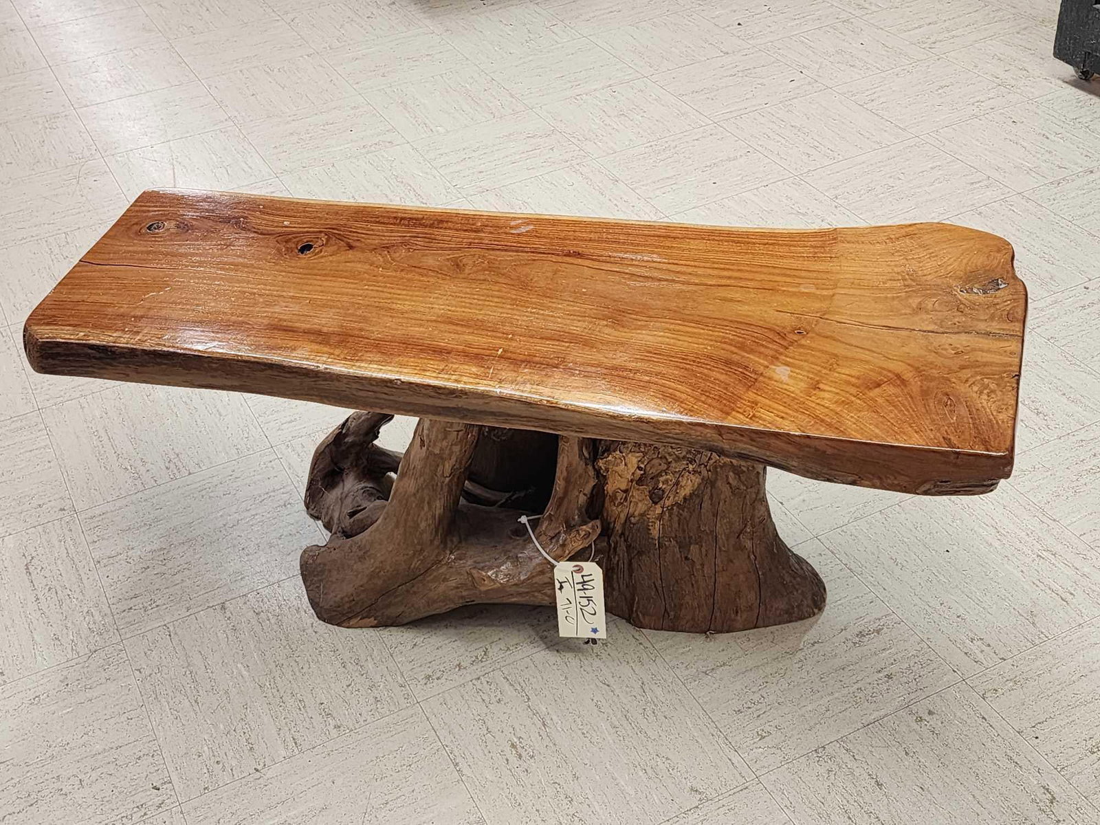 Rustic Live Edge Wood Coffee Table: 49.152 Great look heavy made about 18" tall x 18 1/2" wide x 46" long