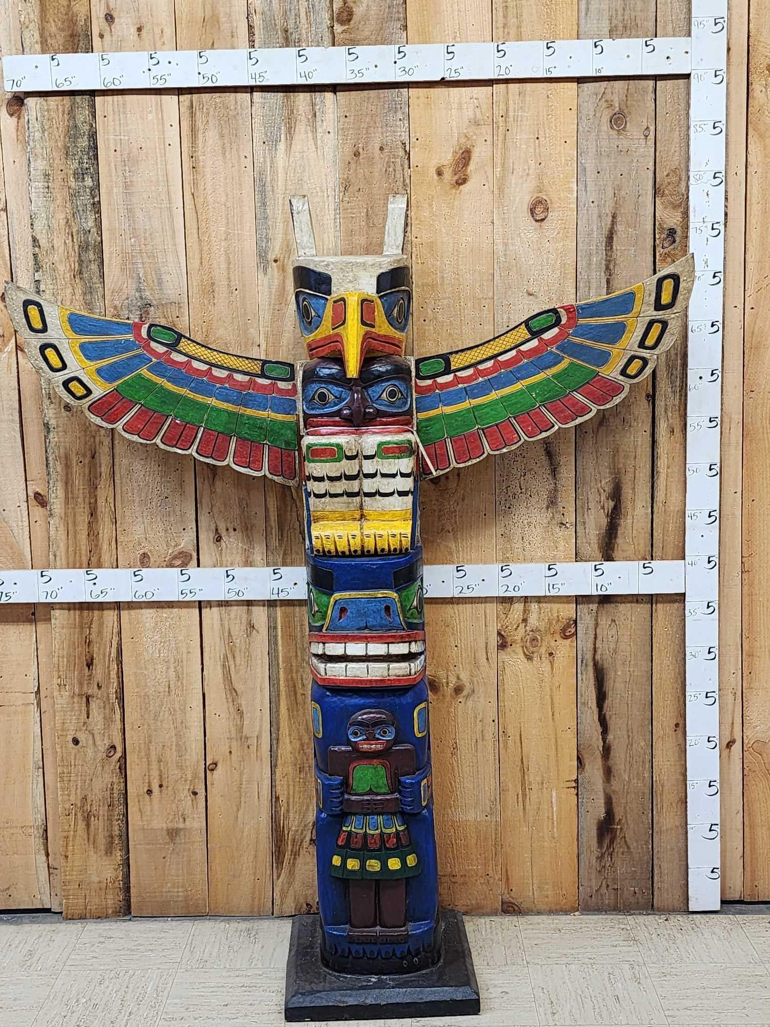 XL Hand Carved Wooden Totem Pole (1 of 8)