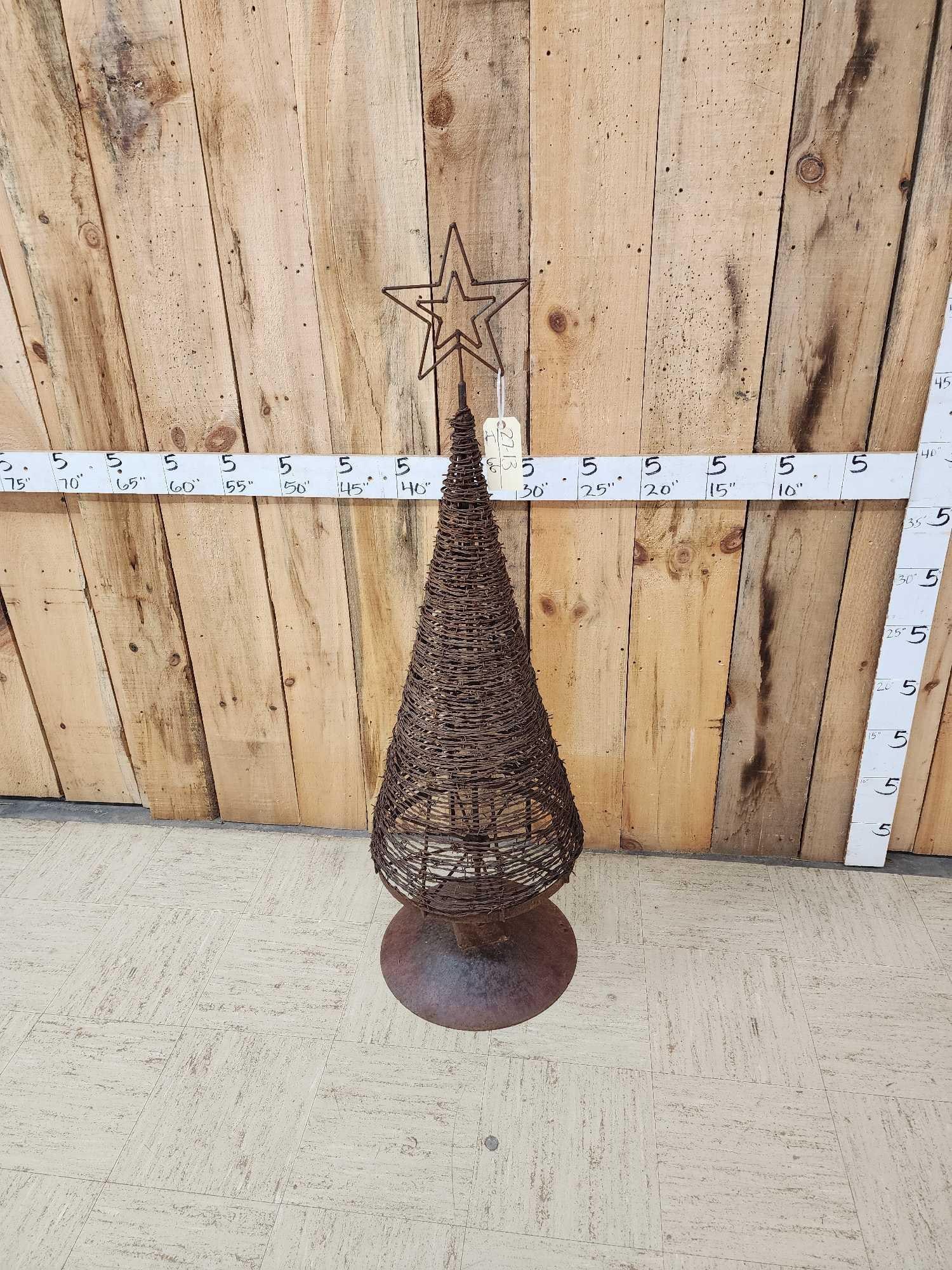 Rustic Barb Wire Christmas Tree - 4