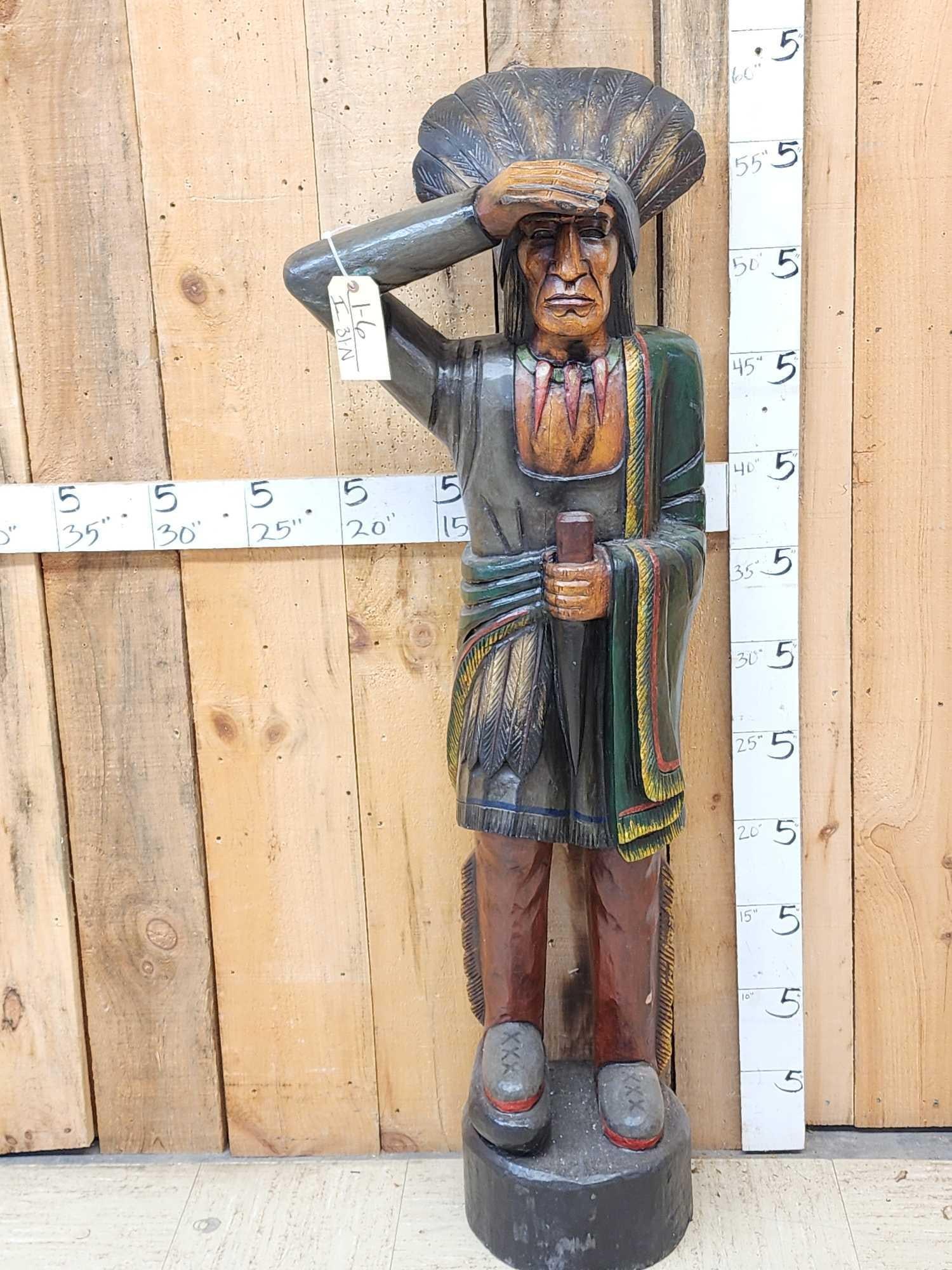 Hand Carved Wooden Cigar Store Indian (1 of 8)