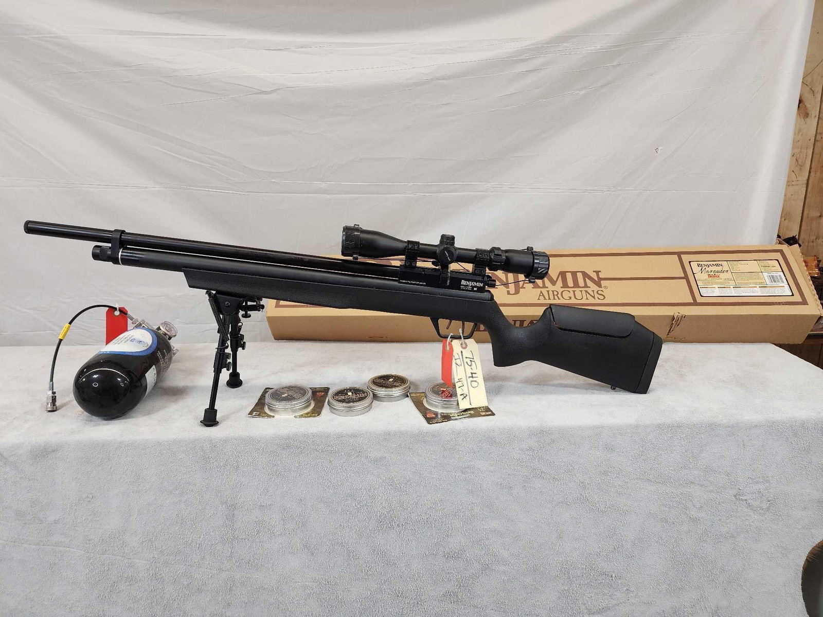 Benjamin Model BP2564 Marauder Pneumatic Air Rifle 25cal 3000 psi: 75.40 Comes with box , tank , pellets no ffl required