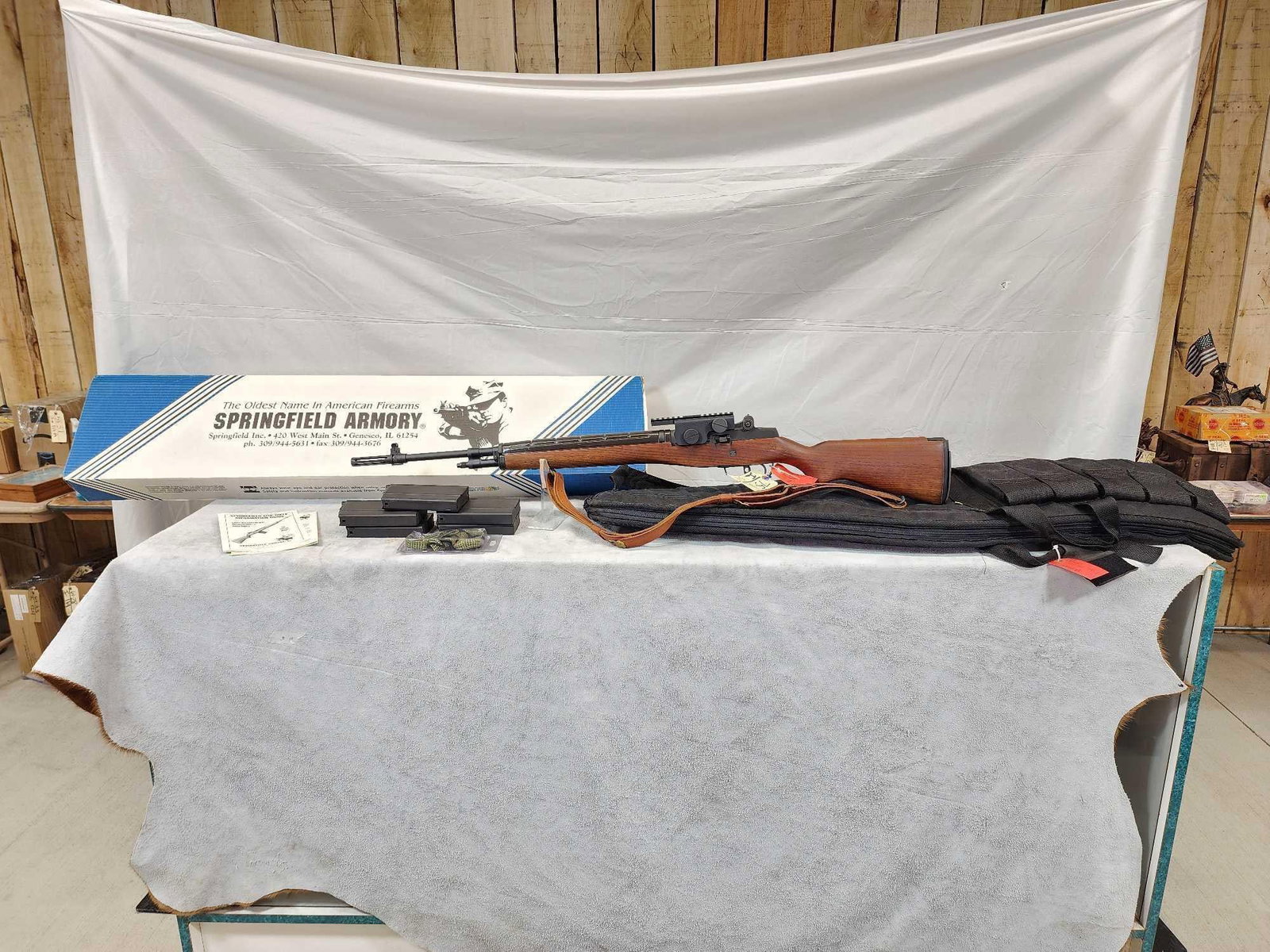 Springfield Armory M1A .308 Semi Auto Rifle: 75.1 Has seen VERY little use shiny bore crisp pronounced rifling with scope mount 5 mags tactical soft case box nice gun SN 111419