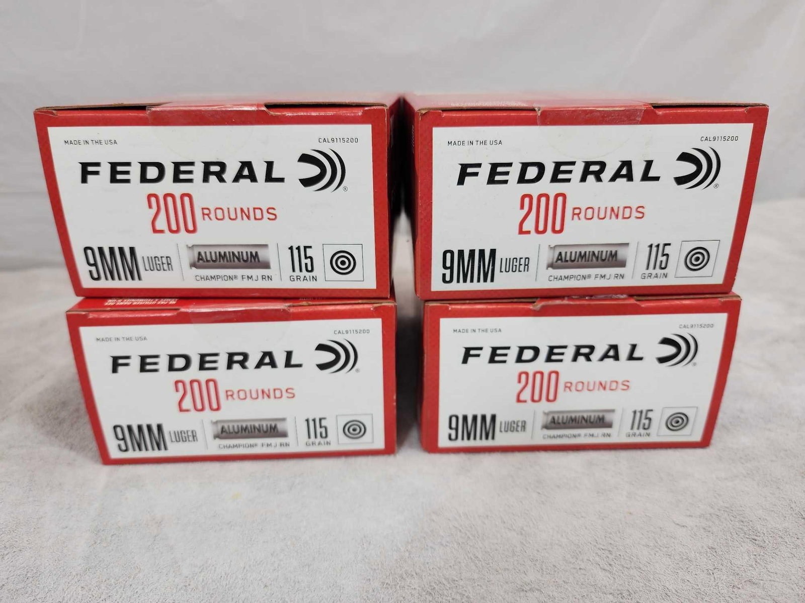 800 Rounds Of 9mm Ammunition: 72.8 Federal brand 115gr