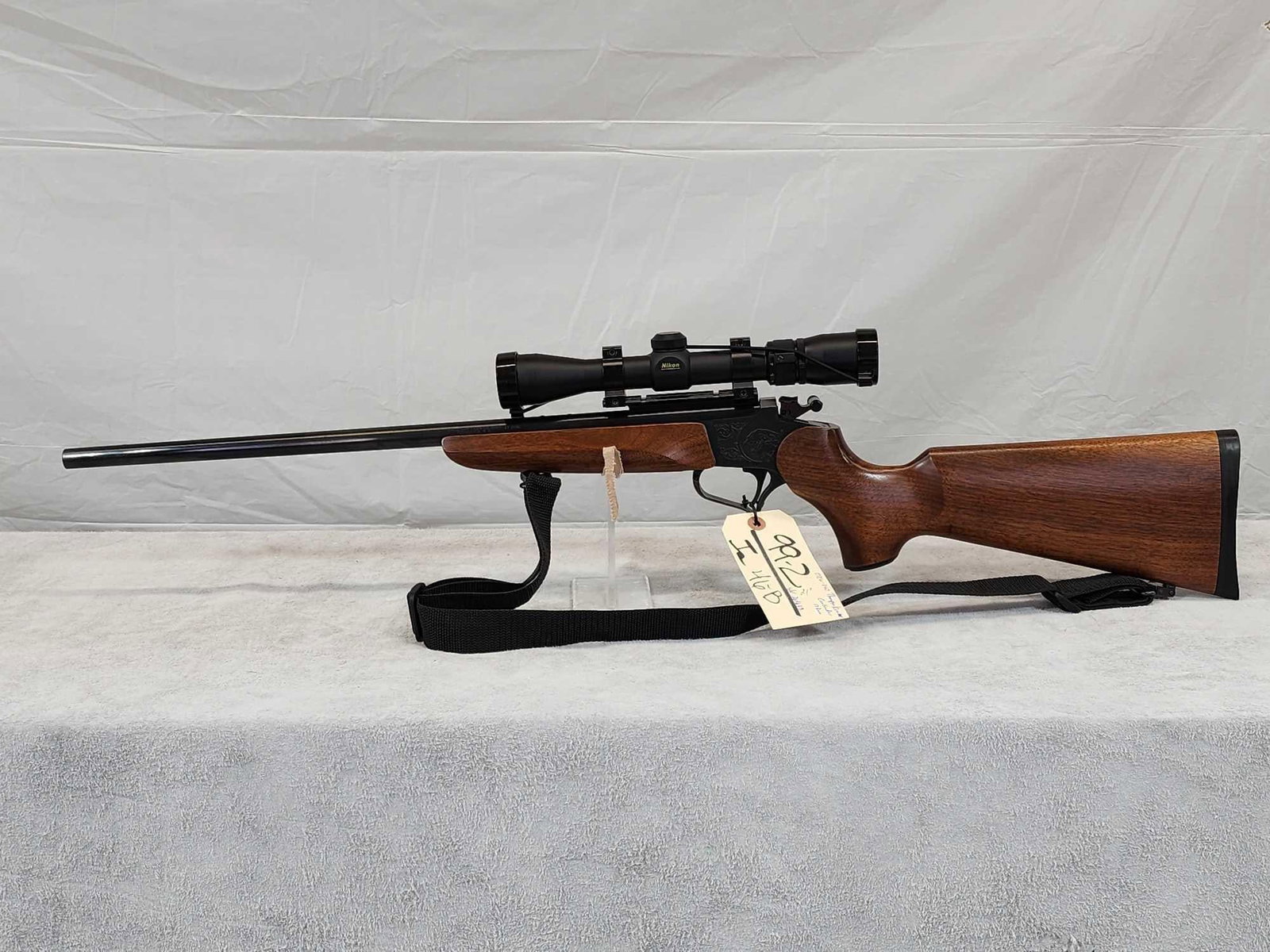 Thompson Center Contender .17 Remington Single Shot 21" Barrel: 99.2 Scarce package pretty walnut wood with scope overall great condition shiny bore good rifling SN 264649